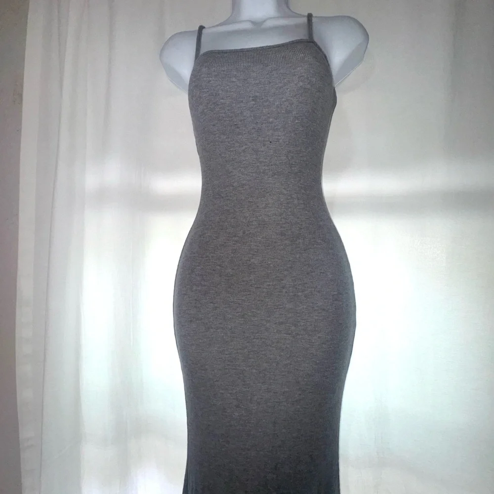 SKIMS Ribbed StretchyGray Maxi Dress Medium - Picture 4 of 11